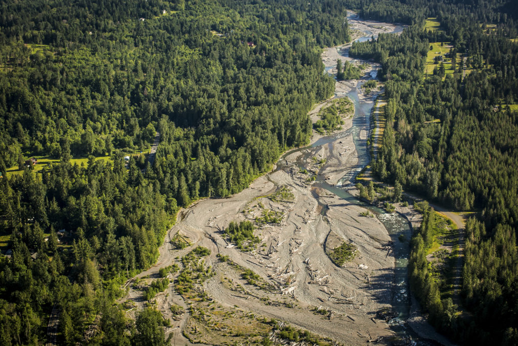 All Internal Rights. An aerial view of the Puyallup River near the town of Orting, Washington. Photo by Paul Joseph Brown/Lighthawk.
